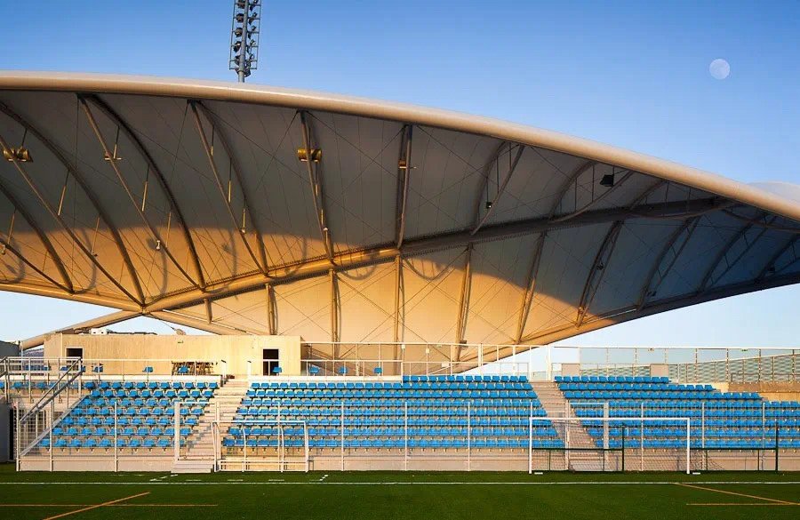 Unobstructed spectator view under the ETFE tensile structure at Jinghua School