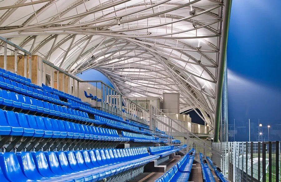 Modern stadium facade with ETFE foil structure system