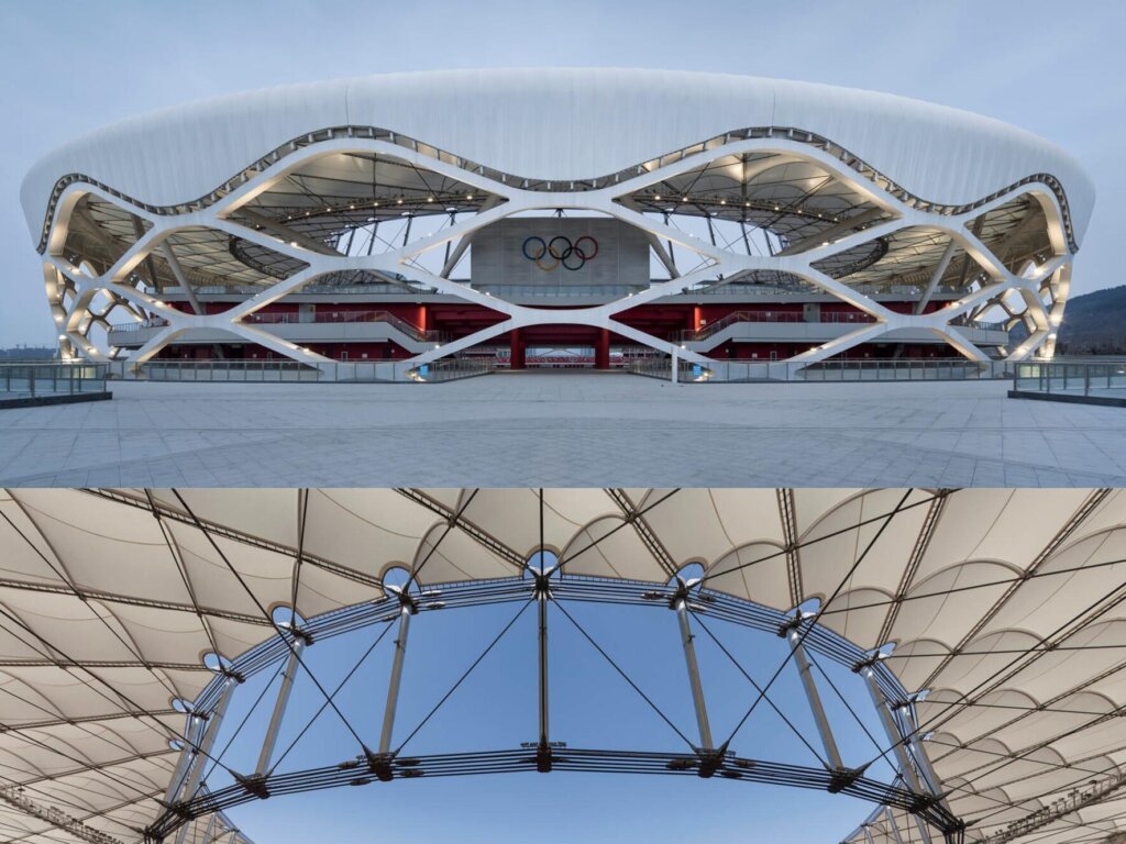 PTFE facade and arched steel