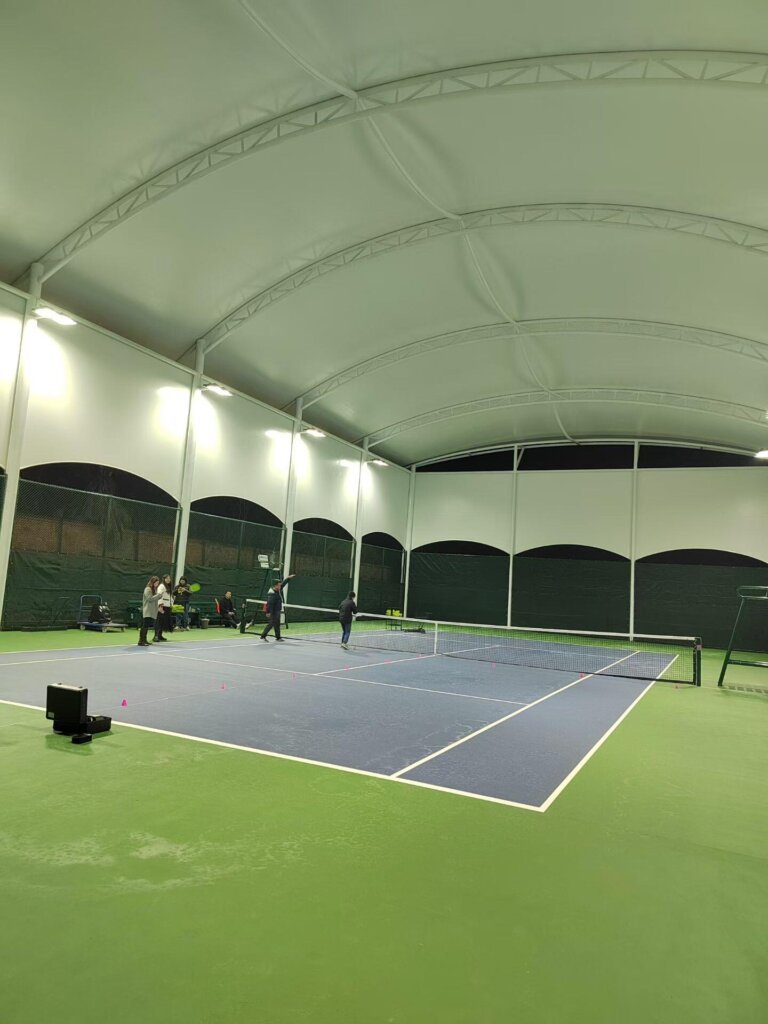 Professional PVDF membrane roof for 1500sqm vocational school tennis court in Guangxi