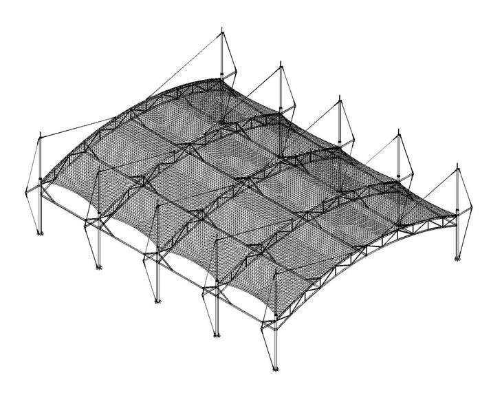 Translucent PVDF membrane in an indoor tennis court model design