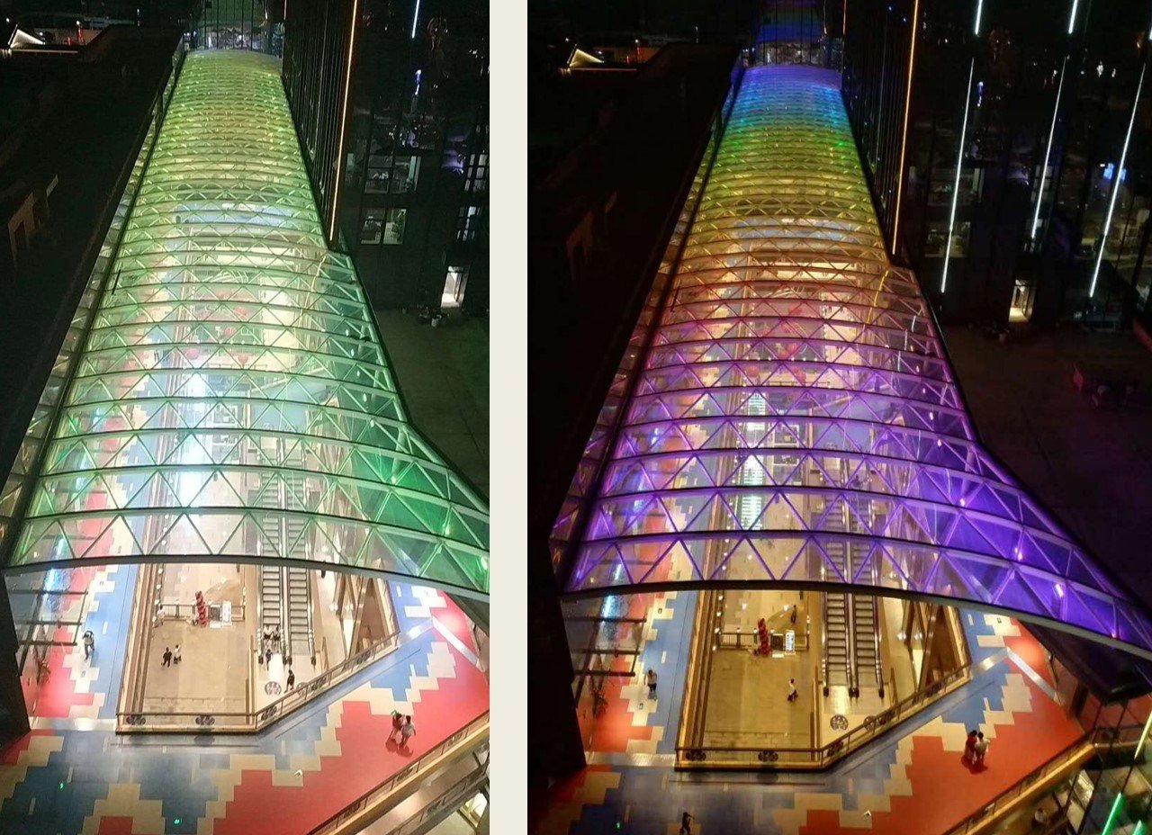 Lightweight ETFE membrane structure integration with optimized minimal steel frames for premium retail mall atrium roofings